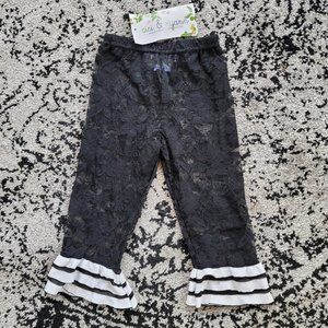 🎄 Black Lace Ruffle Pants Bloomers Kids 4 4T